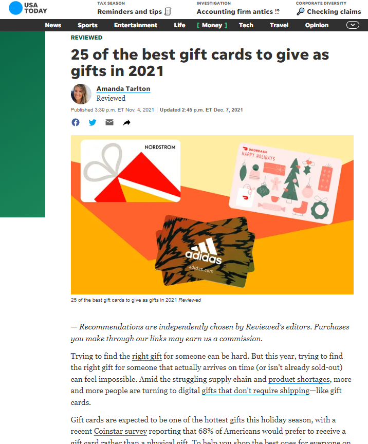 coinstar1-1 25 of the best gift cards to give as gifts in 2021